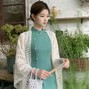 Beautiful new Chinese-style improved cheongsam summer new solid color temperament slimming sleeveless dress women