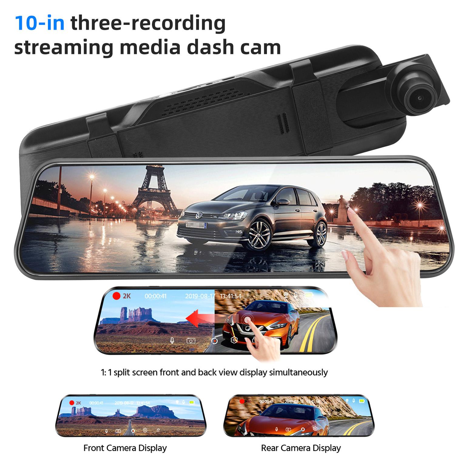 10" Mirror Dash Cam Front and Rear, 1080P Touch Screen Rearview Dual Camera for Car, Waterproof Backup Camera with Night Vision, Parking Assist & G-Sensor 10" Mirror Dash Cam Front and Rear, 1080P Touch Screen Rearview Dual Camera for Car, Waterproof Backup Camera with Night Vision, Parking Assist & G-Sensor