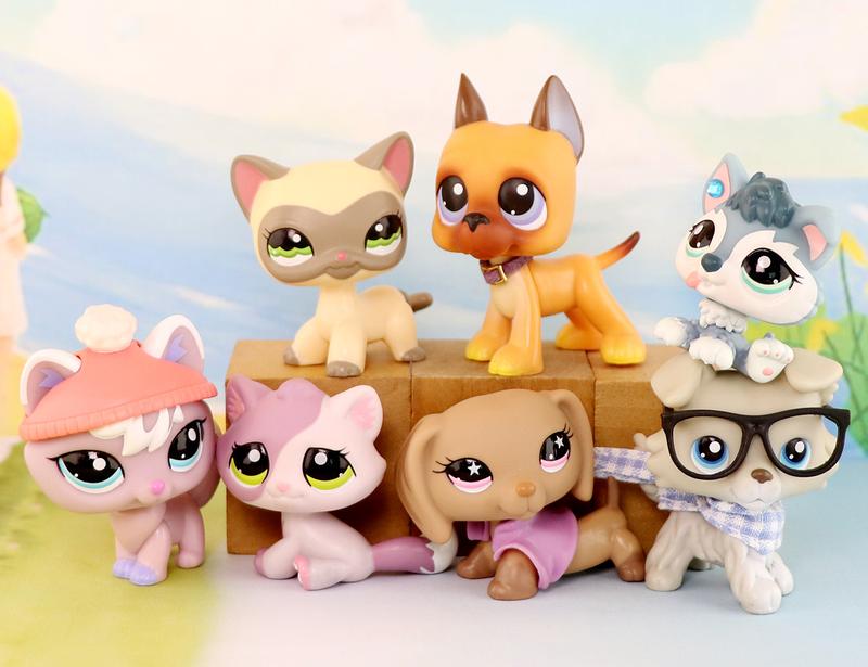 7 Lot Pet Shop Dogs and Cats Collectable with Accessories Kids Gift lps Toys