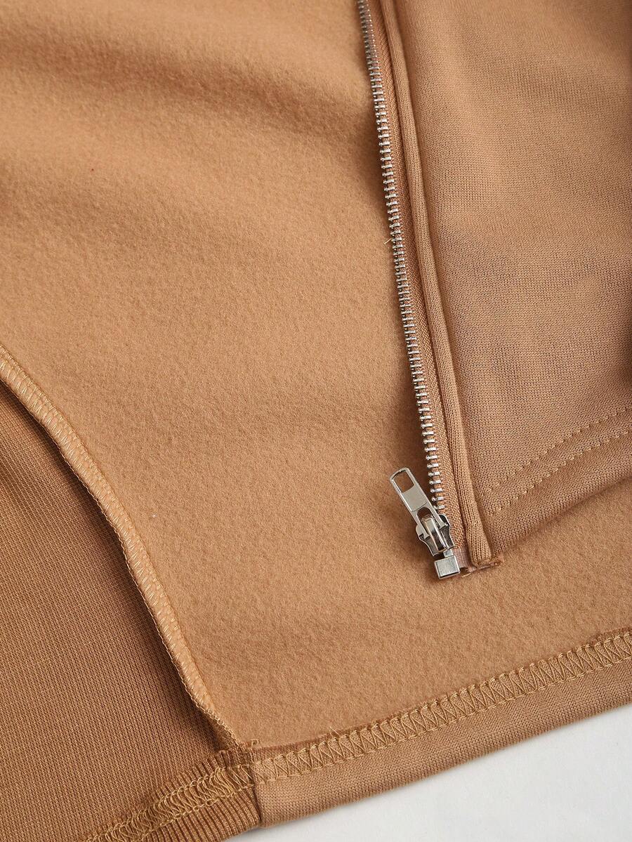 MISTY CHIC Corset-Style Hooded Sweatshirt And Wide Leg Sweatpants Set, Full-Zip Drawstring Design With Elastic Waist, Casual Streetwear Vibe, Ideal For Loungewear, Errands, Mix-And-Match Outfits And Trendy Everyday Streetwear