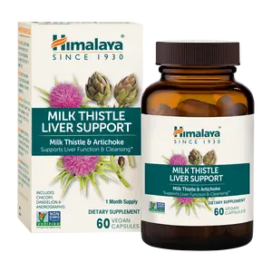 Himalaya Milk Thistle Liver Support - with Chicory, Andrographis, Dandelion, and Silymarin for Liver Cleanse, Detox and Function - Vegan, Non-GMO, Gluten Free, 350 mg, 60 Capsules