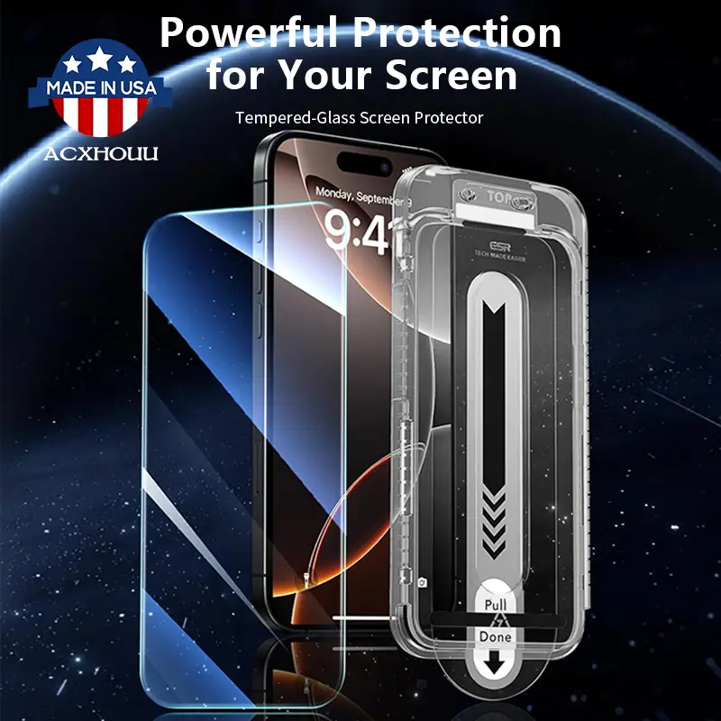 Acxhouu Premium Clear Tempered Glass Screen Protector, Crystal Cover Accessory for iPhone 11 12 13 14 15 Pro Max Smartphone, Anti-Scratch Ultra-Thin Cellphone Screen Protector, Accessories, Protection