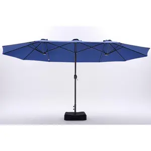 15-foot Three-head Patio Shade Umbrella, Covering An Area Of 135 Square Feet, With UV50  And Waterproof Canopy, Including Base And Sandbags