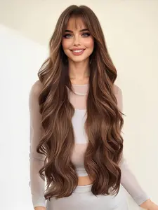 30 Inch Long Curly Wigs for Women, Gorgeous Fluffy Wigs with Bangs, Synthetic Material Wigs, Synthetic Full Machine Wigs for Party, Daily Use