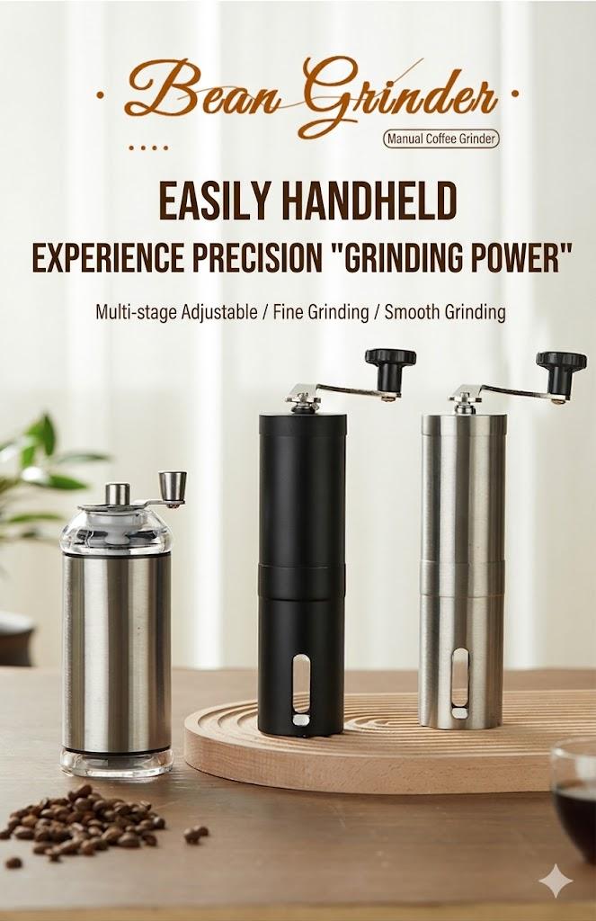 Hand-crank coffee grinder, portable manual grinder for home use, dedicated coffee powder grinding device for pour-over coffee