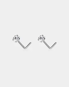 2PCS Titanium Heart CZ Nose Studs