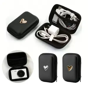 Zipper Digital Storage Box, Heart Shaped Charger Case, Anti-Drop Camera Box, Camera Zipper Bag, Suitable for Ccd Cameras, Travel, Work, School, Camera Accessories