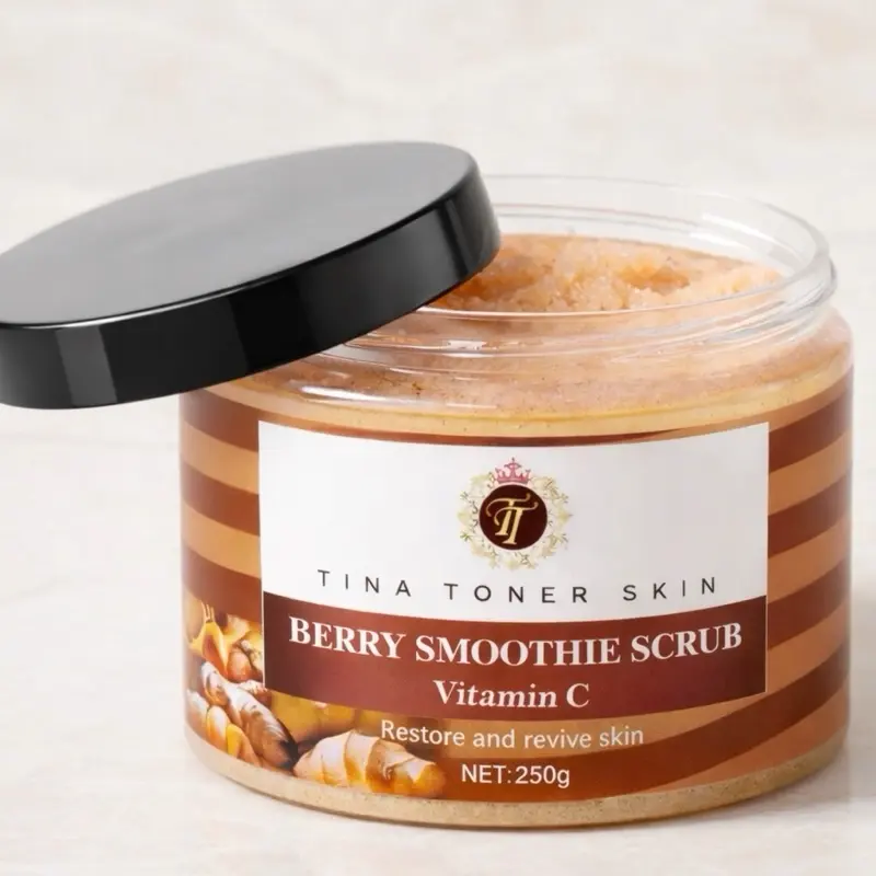 TINA TONER  TINA TONER SKIN – Berry Smoothie Scrub  turmeric (Vitamin C Infused) Gentle Exfoliation Exfoliant