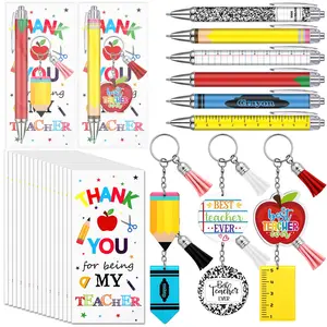 10/24 Sets Teacher Appreciation Gifts in Bulk from Students Teacher Thank You Gifts with Ballpoint Pens Keychain Card Bag Employee Appreciation Gift for Teachers Funny Work Pens School Party Favors School Office Supplies