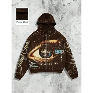 Men's street life men's simple printed long sleeved zipper hooded sweatshirt, casual street wear, autumn and winterRAIMENTRY