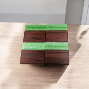 Walnut with Jade Epoxy Coaster