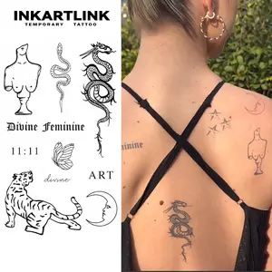 INKARTLINK Tattoo Tech, 2 Sheets Semi-Permanent Temporary Tattoos ,Pocket-Size Rebellion,Adult Art Design,Lasts 1-2 Weeks, Waterproof, Realistic Look, No Adhesive, No Reflection,For Man And Woman,Ideal for Swimming, Party