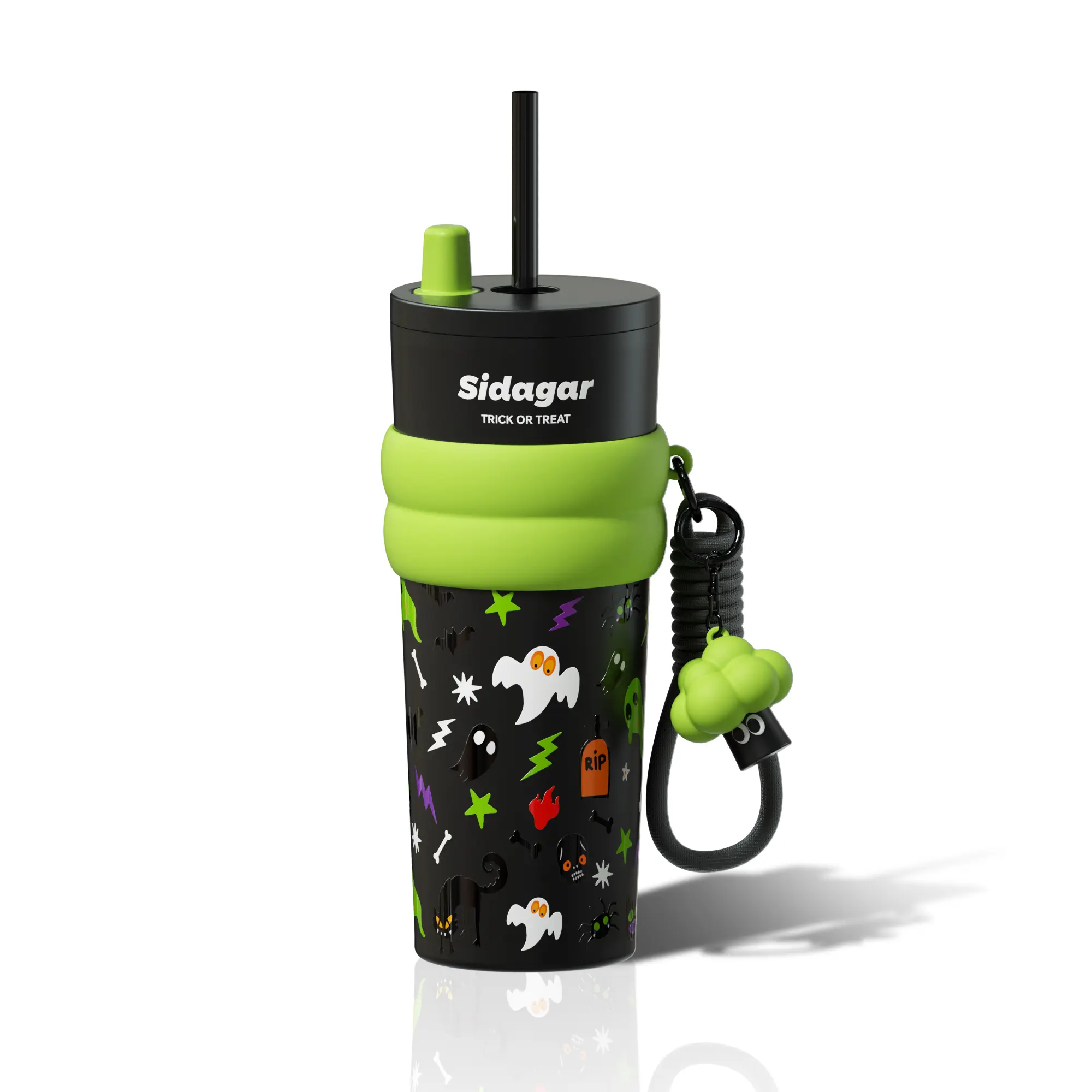 [sidagar]Halloween Thermos Cup – 24oz Leak-Proof Tumbler with Straw Lid | Reusable, Insulated Water Bottle for Fall Gifts