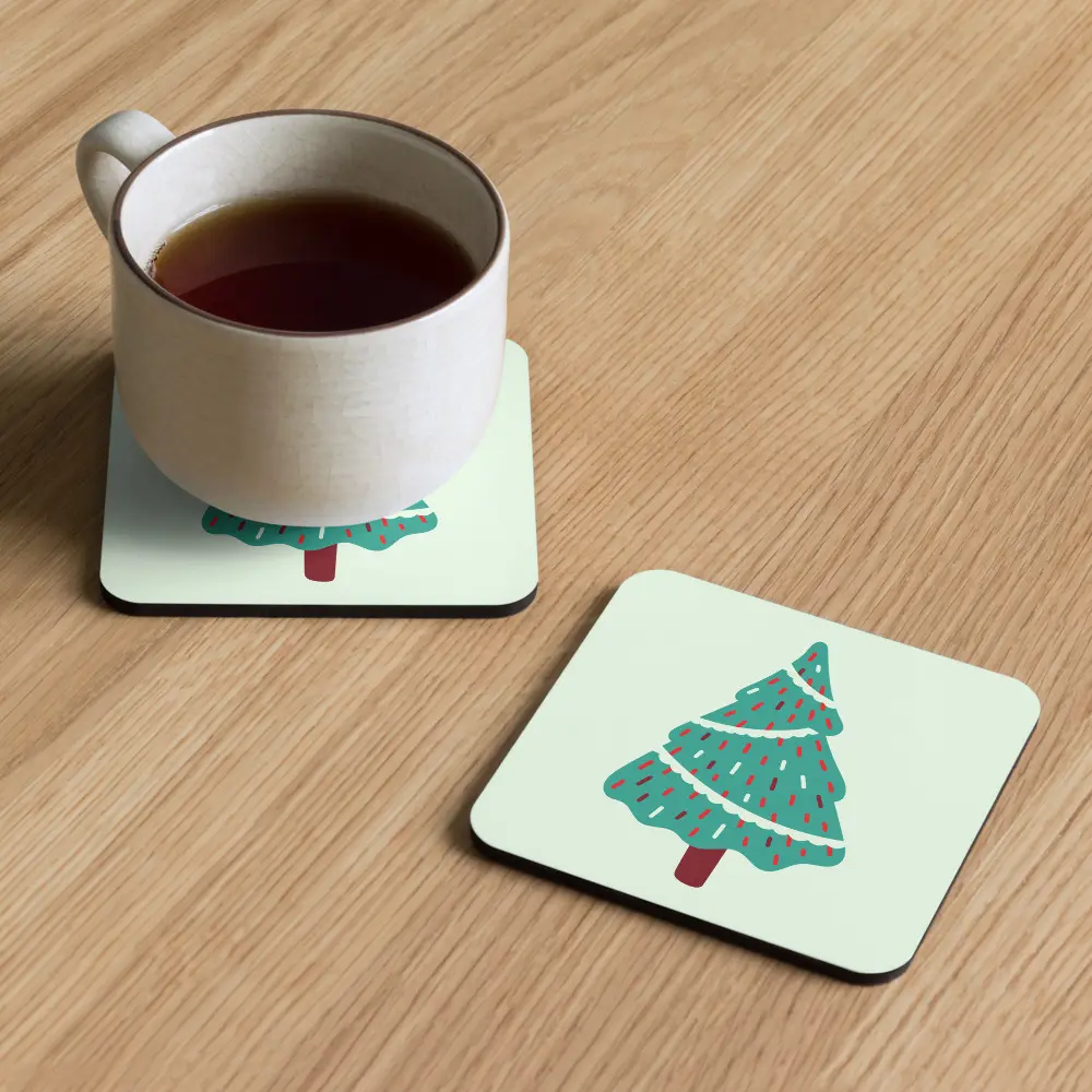 Festive Christmas Tree Cork-Back Coaster - Perfect Holiday Decor and Gift