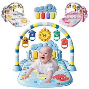 Baby Activity Mat, Baby Gym with Kick and Play Piano,Tummy Time Baby Activity Mat with 5 Infant Sensory Toys,Music and Lights Toys for Newborn Infant Boys Girls Toddles, Perfect Birthday and Christmas Gifts, Padded Play Mat