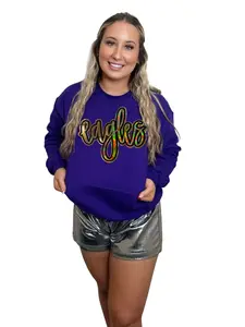 Gold Cursive Metallic Eagles on crew neck