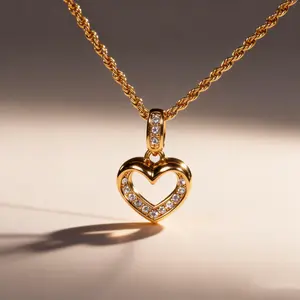 Pre-owned Dior Micro Paved Diamond Love Heart Pendant Necklace D05 for Women