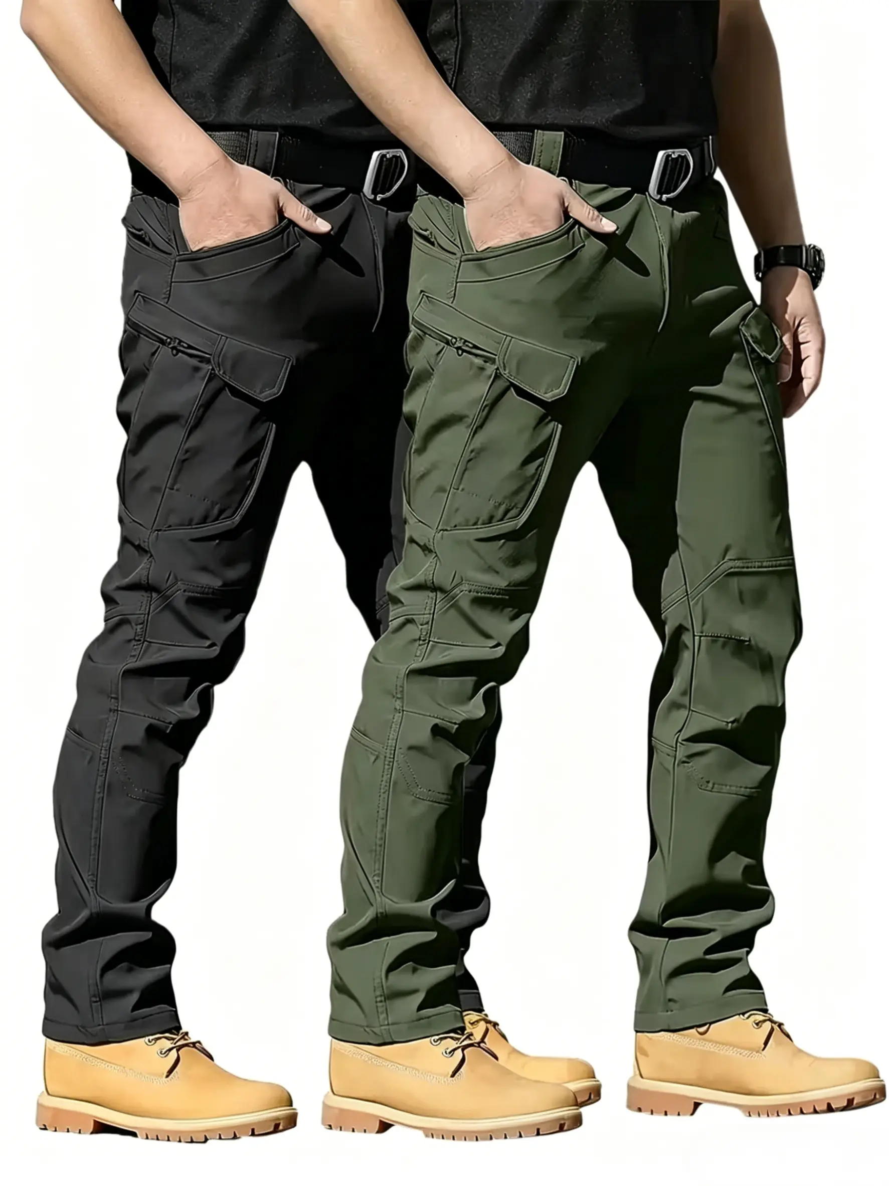 Men's 2-Piece Cargo Pants - Durable Material, Large Pockets, Straight Leg Cut, Multi-Color Options, Spring & Summer Wear, Ideal Father's Day Gift