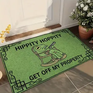 Humorous frog with shotgun cartoon design, Suitable for living room, bedroom, dining room, furniture decoration aesthetics, anti-slip rubber back, Decorative Rug
