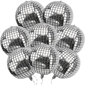 Big  Disco Ball Balloons - Pack of 8, Disco Party Decorations | 4D Sphere Balloons for Bachelorette Party |  Year Eve Graduation Decorations