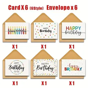 12 Birthday Cards Set with Envelopes, Blank Holiday Designs for Family Friends Colleagues, Personalized Celebration Greeting Cards