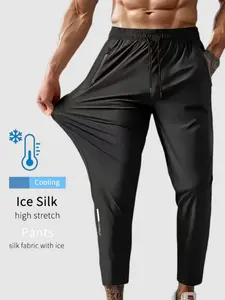 Men’s ice silk athletic pants — high stretch, quick-drying casual long pants for outdoor wear