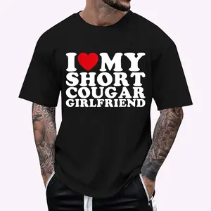 I Love My Short Cougar Girlfriend, I Heart My Cougar Gf T-Shirt | Cotton Menswear-Top