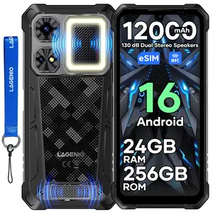 Unlock LAGENIO Rhino 1 Pro Unlocked Rugged Outdoor Smartphone,Android 16,24GB + 256GB,64MP Rear Camera,Gemini AI 6.7'' 120Hz,12000mAh,4G Dual SIM,eSIM,IP68 IP69K MIL-STD-810H Waterproof, Fingerprint, NFC,130dB super loud speaker,High-Lumen Camping Light.