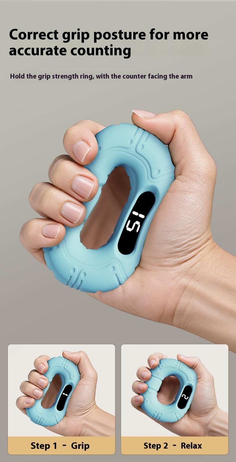Smart silicone gripper to exercise finger strength grip ring connected to Bluetooth counting and page turning video grip ring