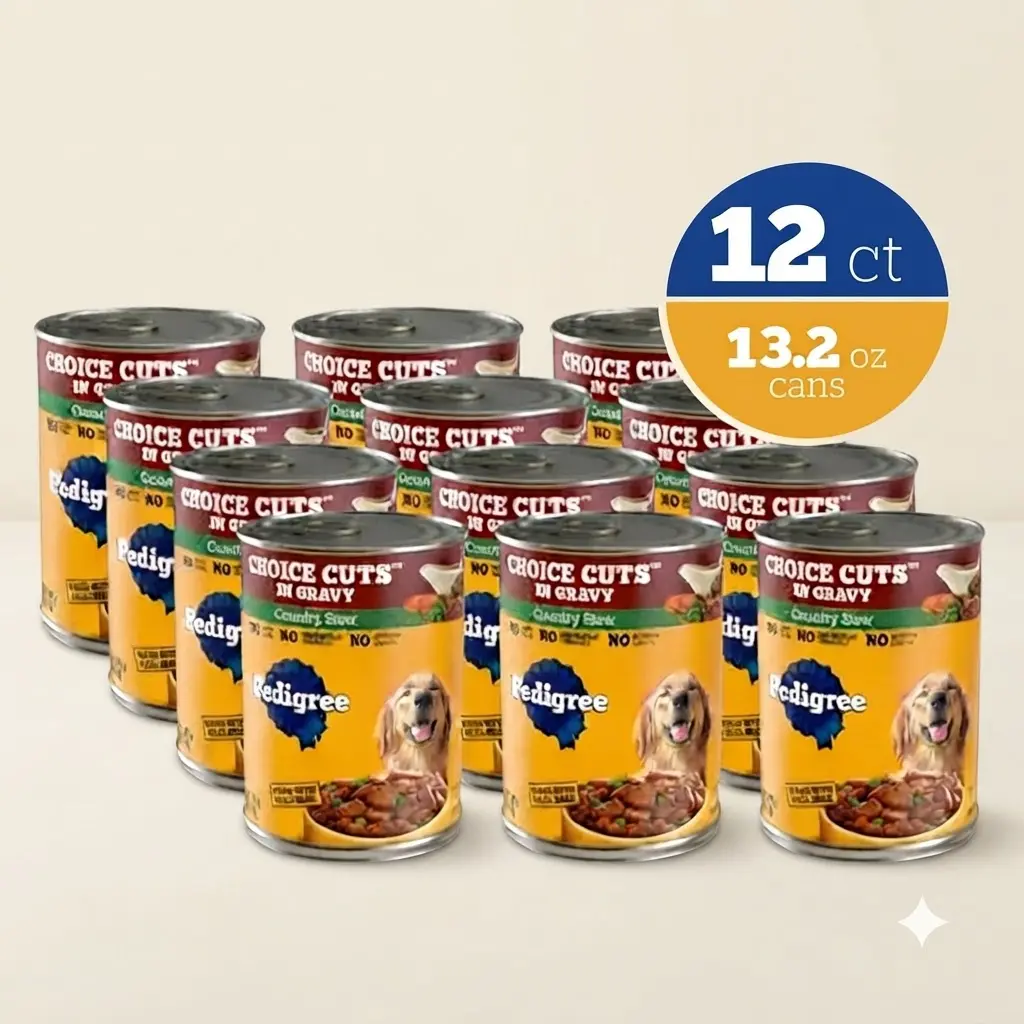 Pedigree Choice Cuts Wet Dog Food Country Stew 13.2 oz 12 Cans Real Beef Hydrating Balanced Adult Dog Food Case Pack