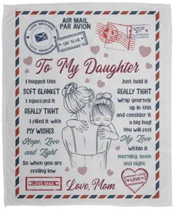 CubeBik To My Daughter From Mom I Hugged This Soft Blanket Letter Mail Fleece Blanket - Mink Blanket - Woven Blanket
