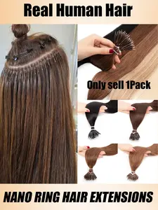 12-20Inches Nano Ring Hair Extensions Micro Links Human Hair Extensions Straight Keratin Capsule Natural Black Brown Blonde Micro Beads Ring Hair Extensions For Women