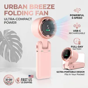 3-in-1 Portable Fan: 180° Foldable Neck & Desk Fan with Lanyard. Quiet, Long Battery Life for School, Hiking & Outdoor. Aesthetic Mini Fan in Black/Pink/White/Green