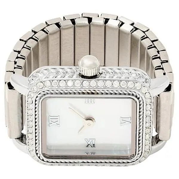 Radiance by Absolute™ Silvertone Rectangle Dial Ring Watch