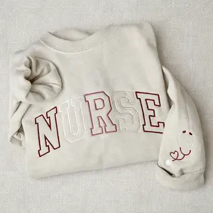 [MADE IN US] Embroidered NURSE Athletic Block Gemma Sweatshirt | Nurse Pullover Sweatshirt | Gift for Grad | New Nurse Gift | Nurse Crewneck Sweatshirt