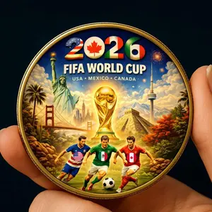 WC 2026 USA Mexico Canada Commemorative Medal, North America Legacy Challenge Coin, WC Memorabilia Collectible Coin Gift for Soccer Lovers
