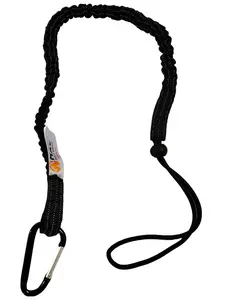 Black Tool Lanyard with Carabiner Clip and Adjustable Loop 1