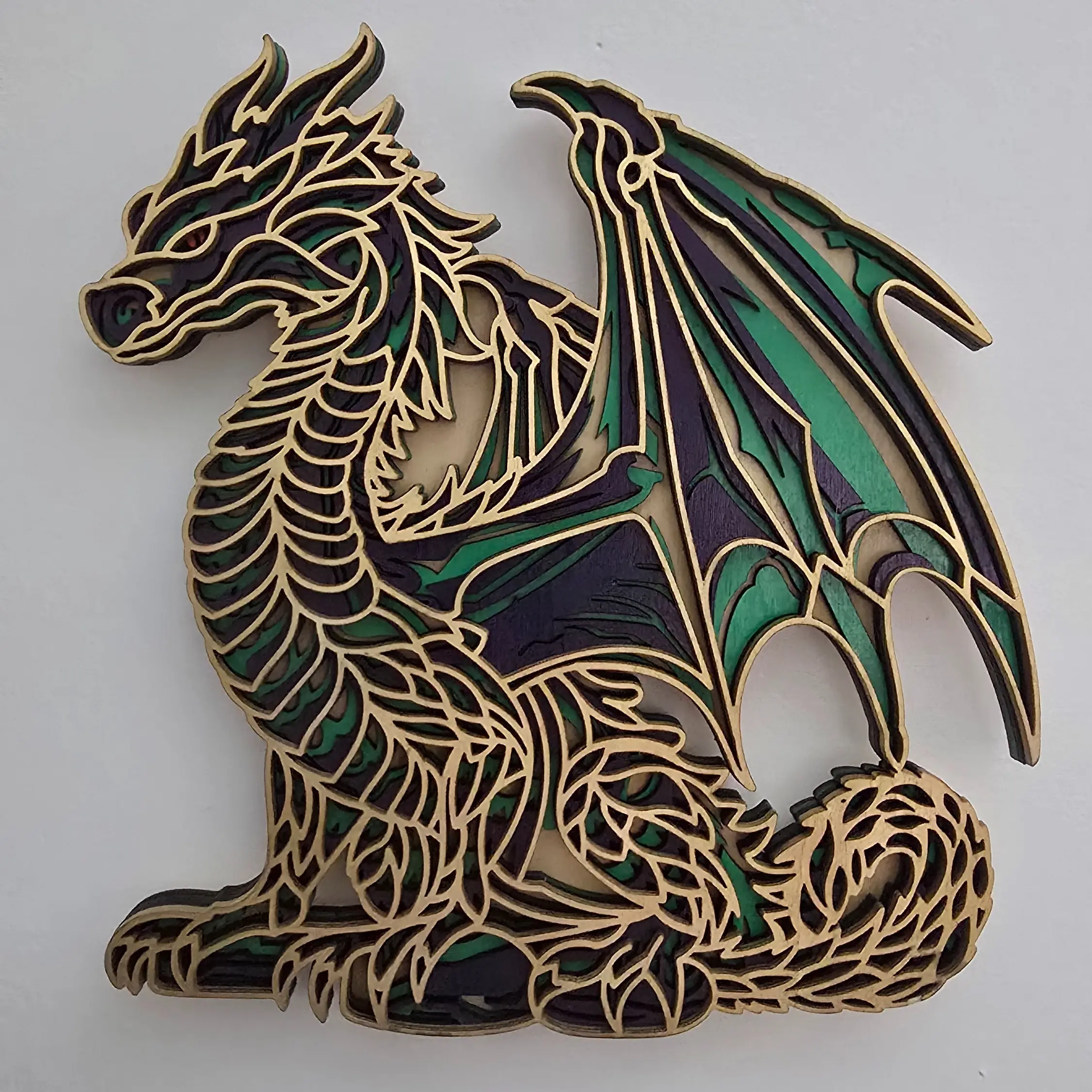 4 Layered Laser Cut Wood Dragon