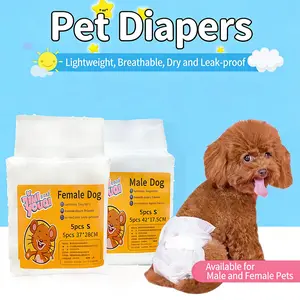 Breathable Dog Diapers Disposable Ultra Thin Soft Cotton Feel No Leakage Male Wetness Indicator Female Simple Design for Cats Too Size S M L XL for Home Carpet