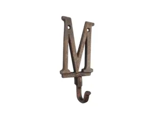 360 stand Antique Decorative Rustic Copper Cast Iron Letter M Alphabet Wall Organizer Hook, 6x1x3 in, Handcrafted Home Supply for Indoor/Outdoor Hanging Solutions, Home Organizer Hook