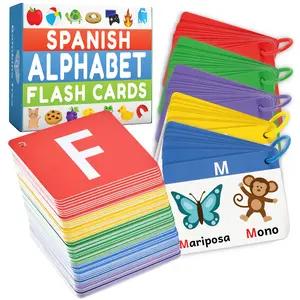 Spanish Alphabet Flash Cards - Thick ABC Flash Cards for Kids Ages 3-6 - Lowercase & Uppercase Letter Recognition