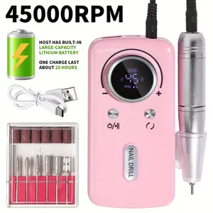 2024 Pro Cordless Electric Nail Drill Machine Kit 45000RPM Portable Rechargeable Nail Efile Set with 6 Pcs Nail Drill Bits Sanding Bands,Professional Manicure & Pedicure Tool,Portable Nail File For Acrylic Gel Nails Remove[Back to school]