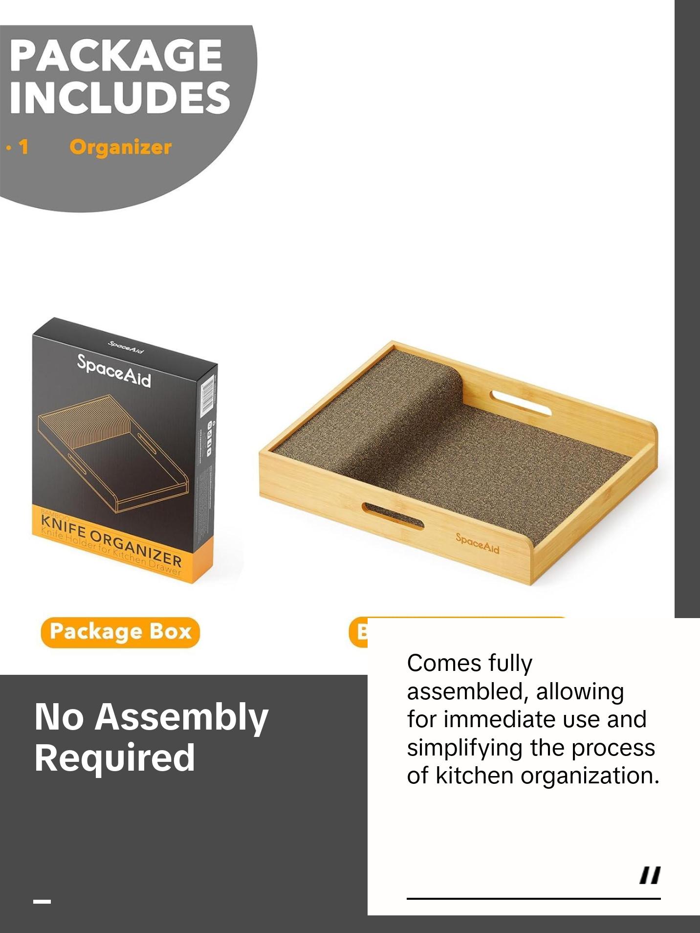 Large Bamboo In Drawer Knife Organizer, 12"W