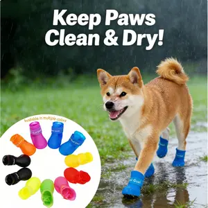 Waterproof Dog Boots | Anti-Slip Silicone Pet Rain Shoes | Paw Protectors for Hot Pavement, Snow & Mud | 4 Pcs
