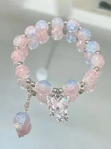 Sweet Versatile Butterfly/Peach Blossom/Shooting Star Beaded Bracelet | Stackable Design, High Aesthetic | Niche Elegant BFF & Couple Gift Jewelry Stackable Bracelets