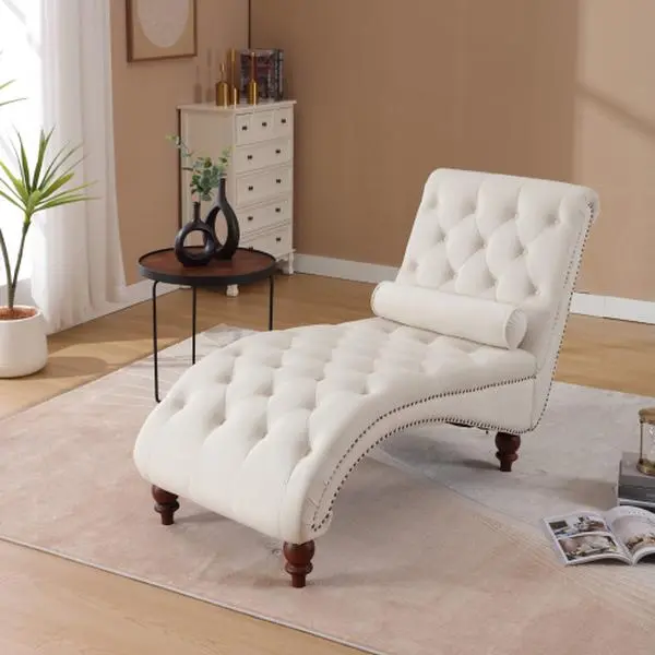 Affordable Furniture Velvet Chaise Lounge, Comfortable Armless Chair Living Room Deep Seat Lounge, Stylish Apartment Furniture & Living Room Furniture for Indoor Reading Nooks