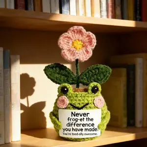 Handmade Crochet Frog Planter