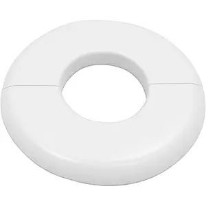 1 Pack Self-Adhesive Round Wall Split Flange ABS Escutcheon Plate Plumbing Cover Plates Fit 1.3 Inch/33mm OD Pipe for Water Pipe Faucet Decoration, White