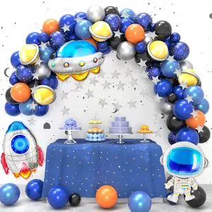Outer Space Balloon Garland Kit, UFO, Rocket, Astronaut Balloons for Space Themed Party Decor
