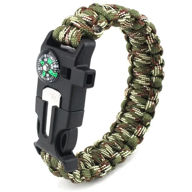 Unisex 5-in-1 Multifunctional Adjustable Paracord Bangle - Emergency Multi-Tool Outdoor Gear for Backpackers, Boy Scouts (Camping, Hiking)